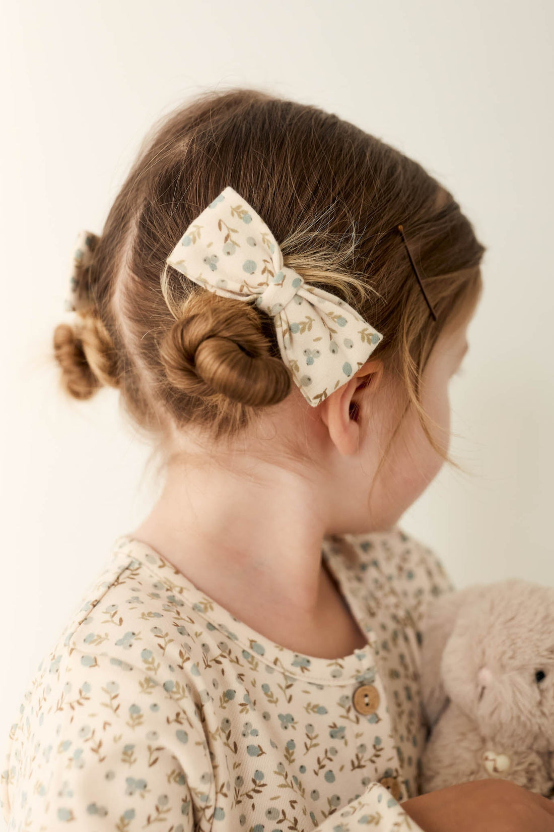 Organic Cotton Bow 2PK - Blueberry Ditsy Childrens Bow from Jamie Kay Australia