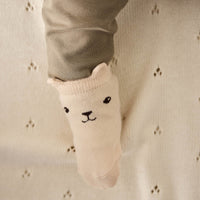 George Bear Ankle Sock - Egret Childrens Sock from Jamie Kay Australia