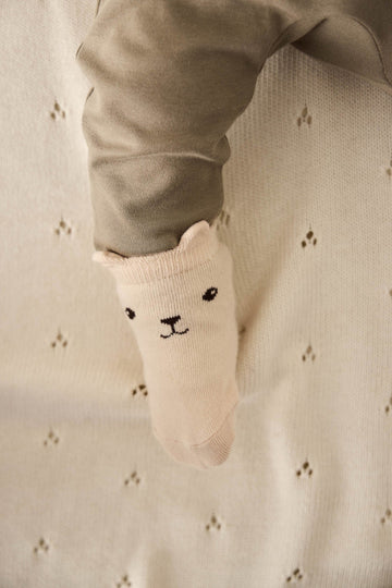 George Bear Ankle Sock - Egret Childrens Sock from Jamie Kay Australia