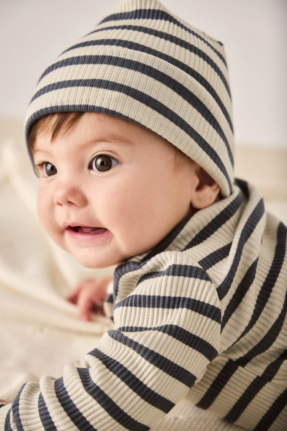 Organic Cotton Modal Marley Beanie - Cassava/Arctic Childrens Hat from Jamie Kay Australia