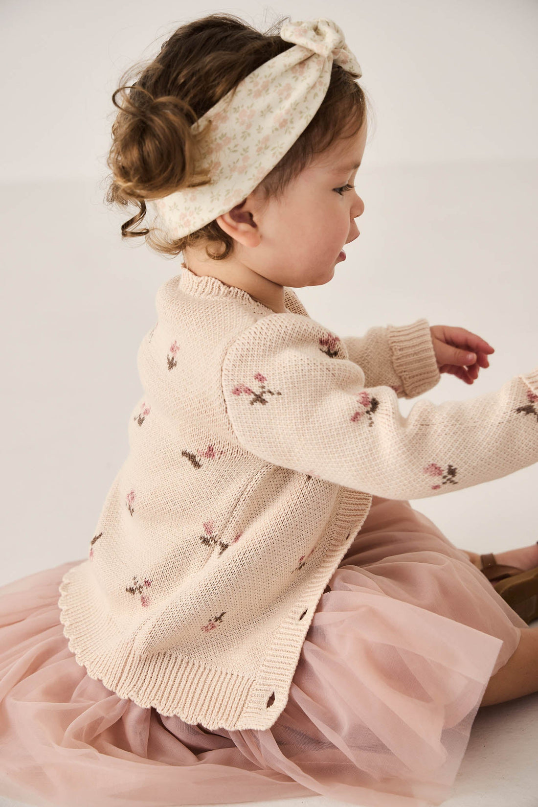 Delilah Cardigan - Delilah Jacquard Misty Rose Childrens Cardigan from Jamie Kay Australia