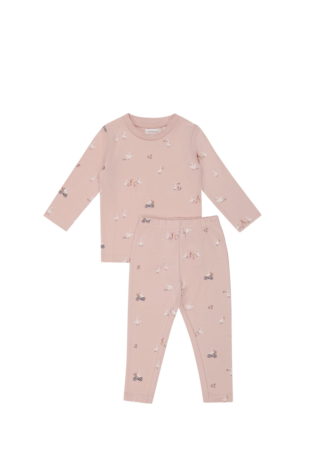 Organic Cotton Atlas Long Sleeve Set - Swans Picnic Childrens Pyjama from Jamie Kay Australia