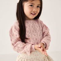 Organic Cotton Ruby Skirt - Rosalie Floral Mauve Childrens Skirt from Jamie Kay Australia