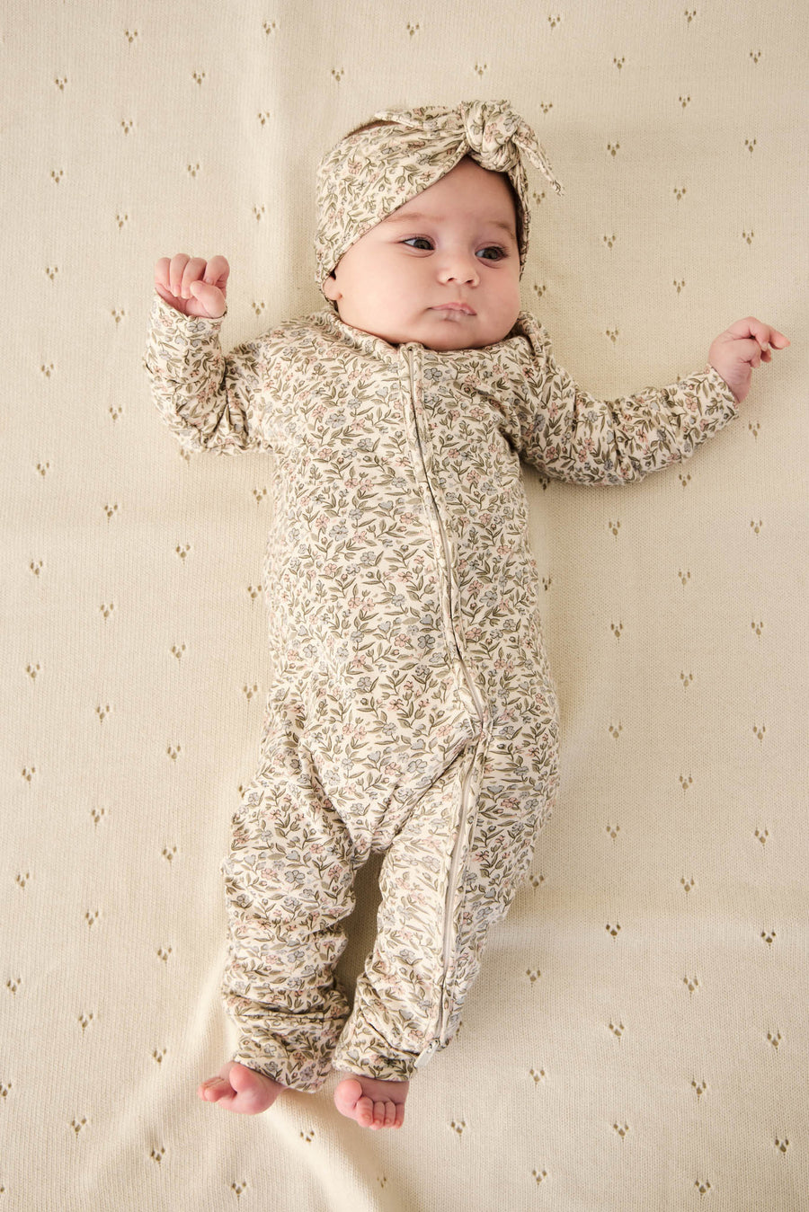 Organic Cotton Frankie Onepiece - Ariella Eggnog Childrens Onepiece from Jamie Kay Australia