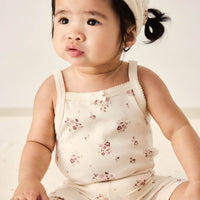 Organic Cotton Bridget Singlet Bodysuit - Lauren Floral Tofu Childrens Bodysuit from Jamie Kay Australia