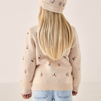 Delilah Knitted Hat - Delilah Jacquard Misty Rose Childrens Hat from Jamie Kay Australia