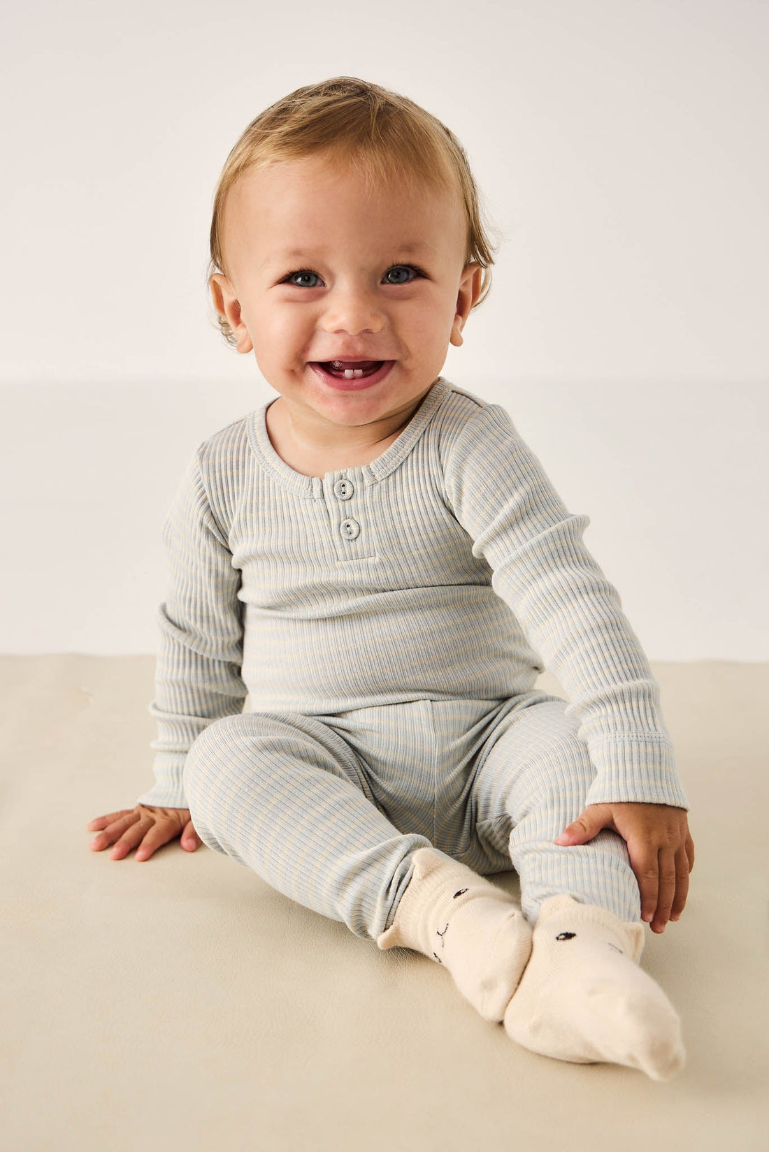 Organic Cotton Modal Long Sleeve Bodysuit - Ocean Spray/Cassava Childrens Bodysuit from Jamie Kay Australia