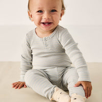 Organic Cotton Modal Long Sleeve Bodysuit - Ocean Spray/Cassava Childrens Bodysuit from Jamie Kay Australia