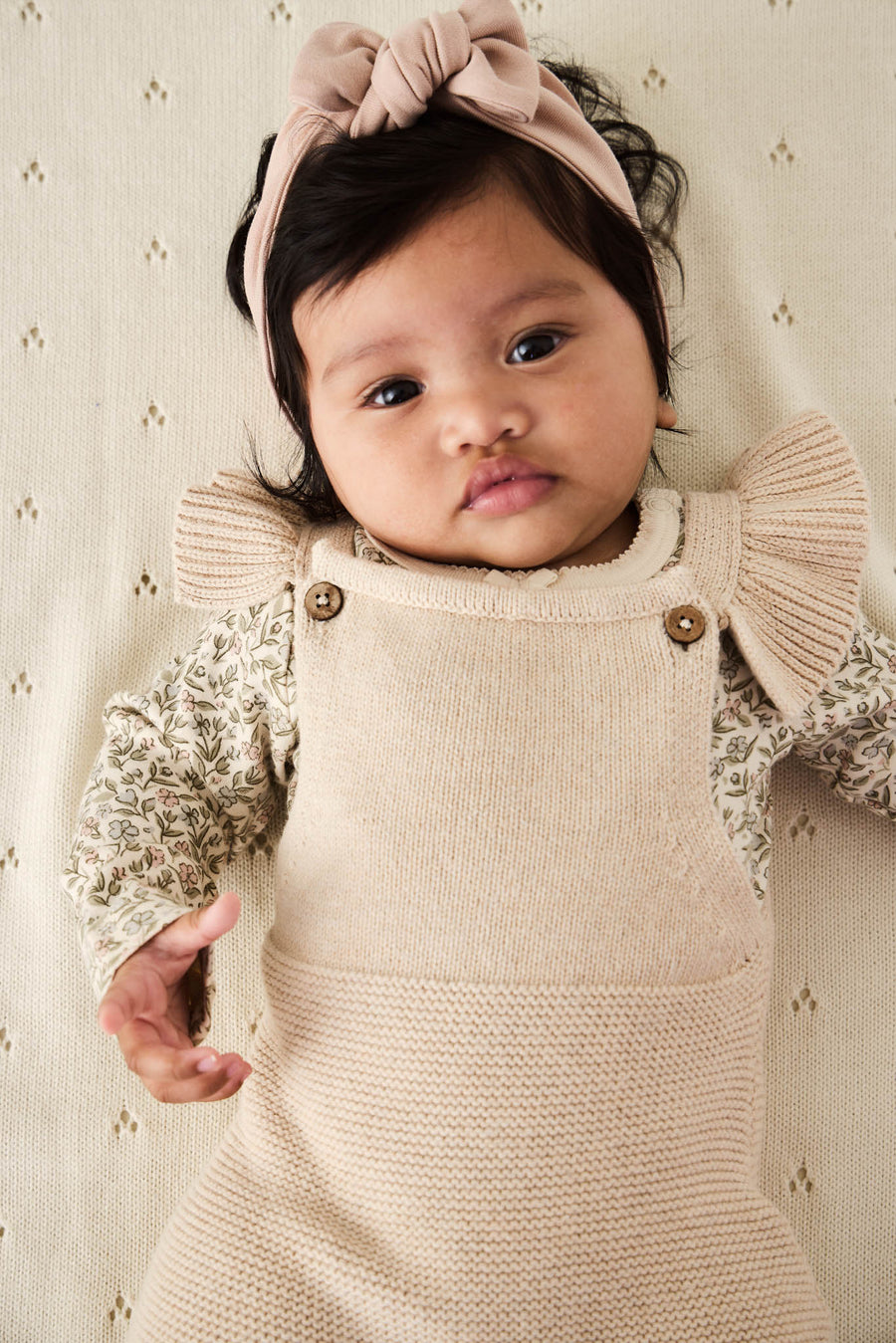 Organic Cotton Long Sleeve Bodysuit - Ariella Eggnog Childrens Bodysuit from Jamie Kay Australia