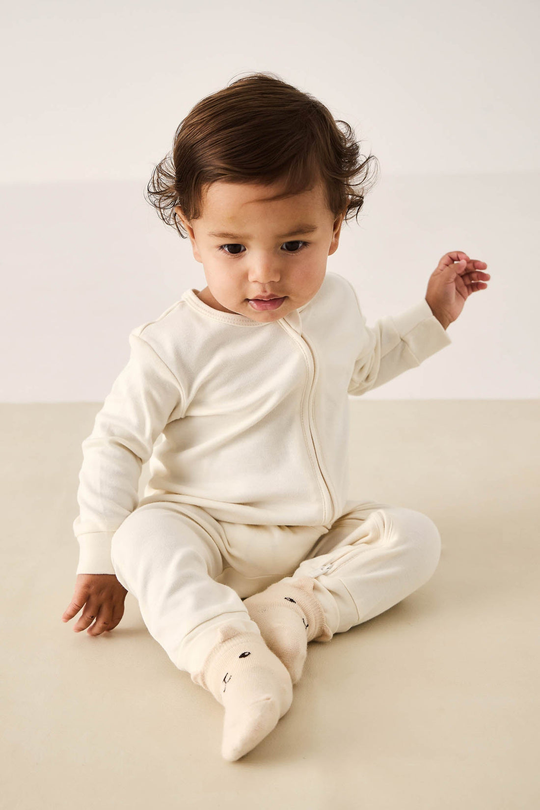 Pima Cotton Frankie Zip Onepiece - Cloud Childrens Onepiece from Jamie Kay Australia