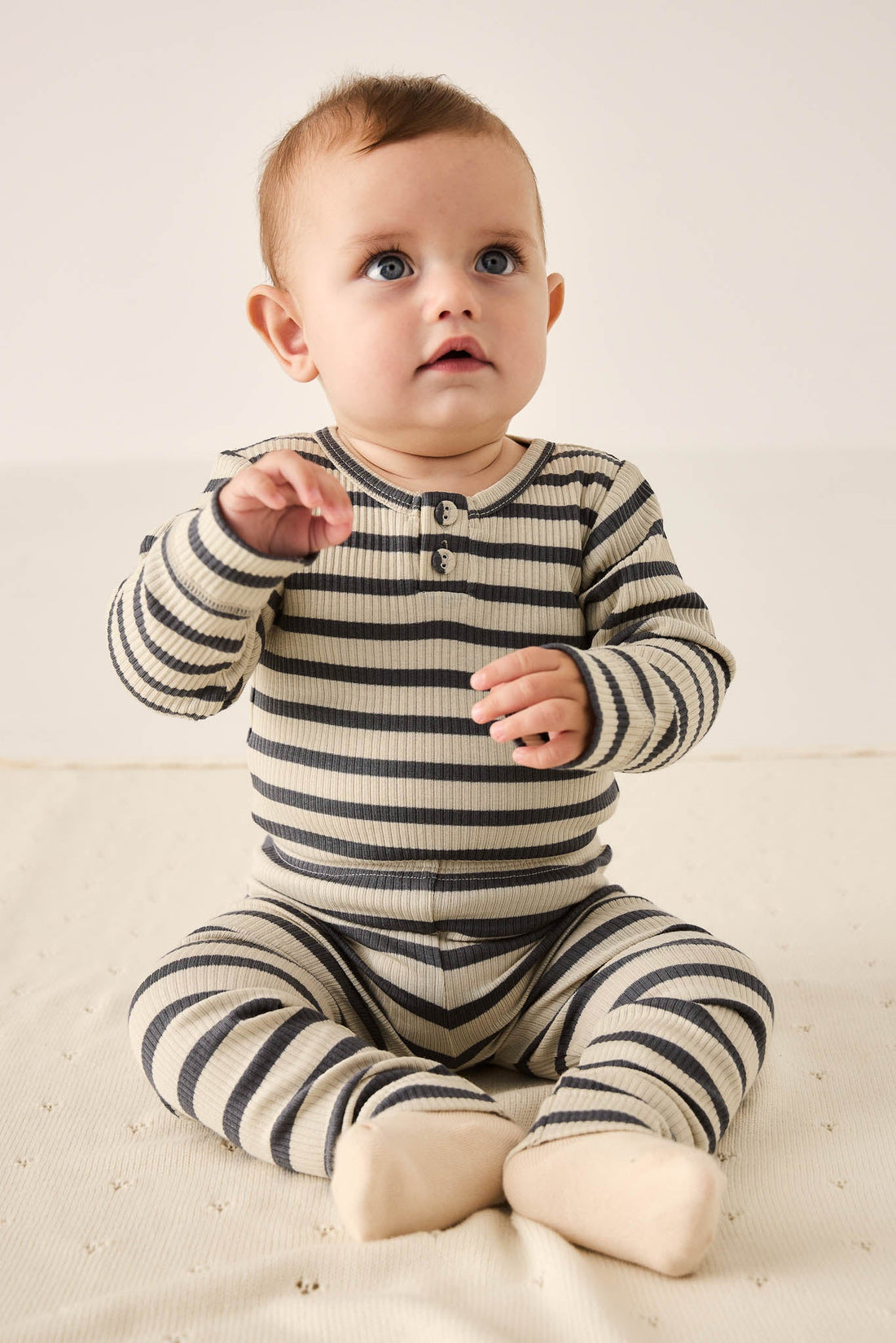 Organic Cotton Modal Long Sleeve Bodysuit - Cassava/Arctic Childrens Bodysuit from Jamie Kay Australia