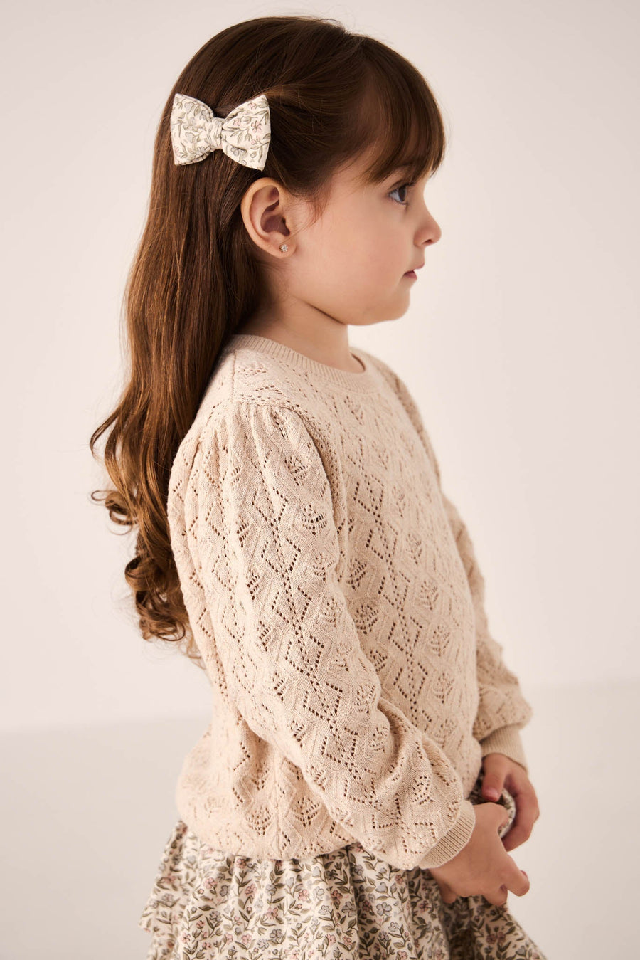 Organic Cotton Bow 2PK - Ariella Eggnog Childrens Bow from Jamie Kay Australia