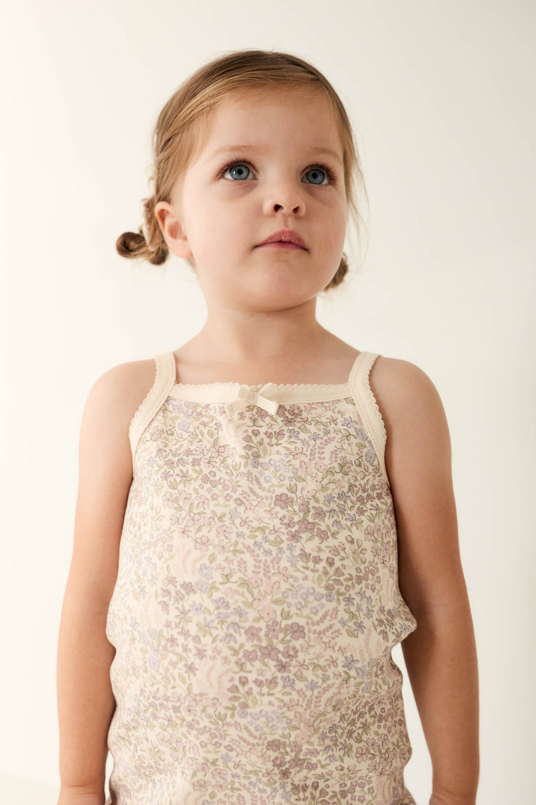 Organic Cotton Singlet - April Floral Mauve Childrens Singlet from Jamie Kay Australia