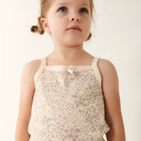 Organic Cotton Singlet - April Floral Mauve Childrens Singlet from Jamie Kay Australia