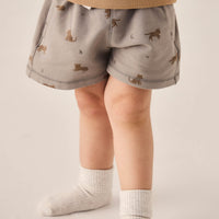 Organic Cotton Jalen Short - Lenny Leopard Sage Childrens Short from Jamie Kay Australia