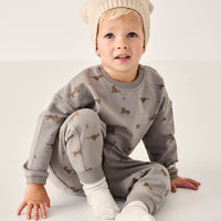 Organic Cotton Damien Sweatshirt - Lenny Leopard Sage Childrens Sweatshirt from Jamie Kay Australia