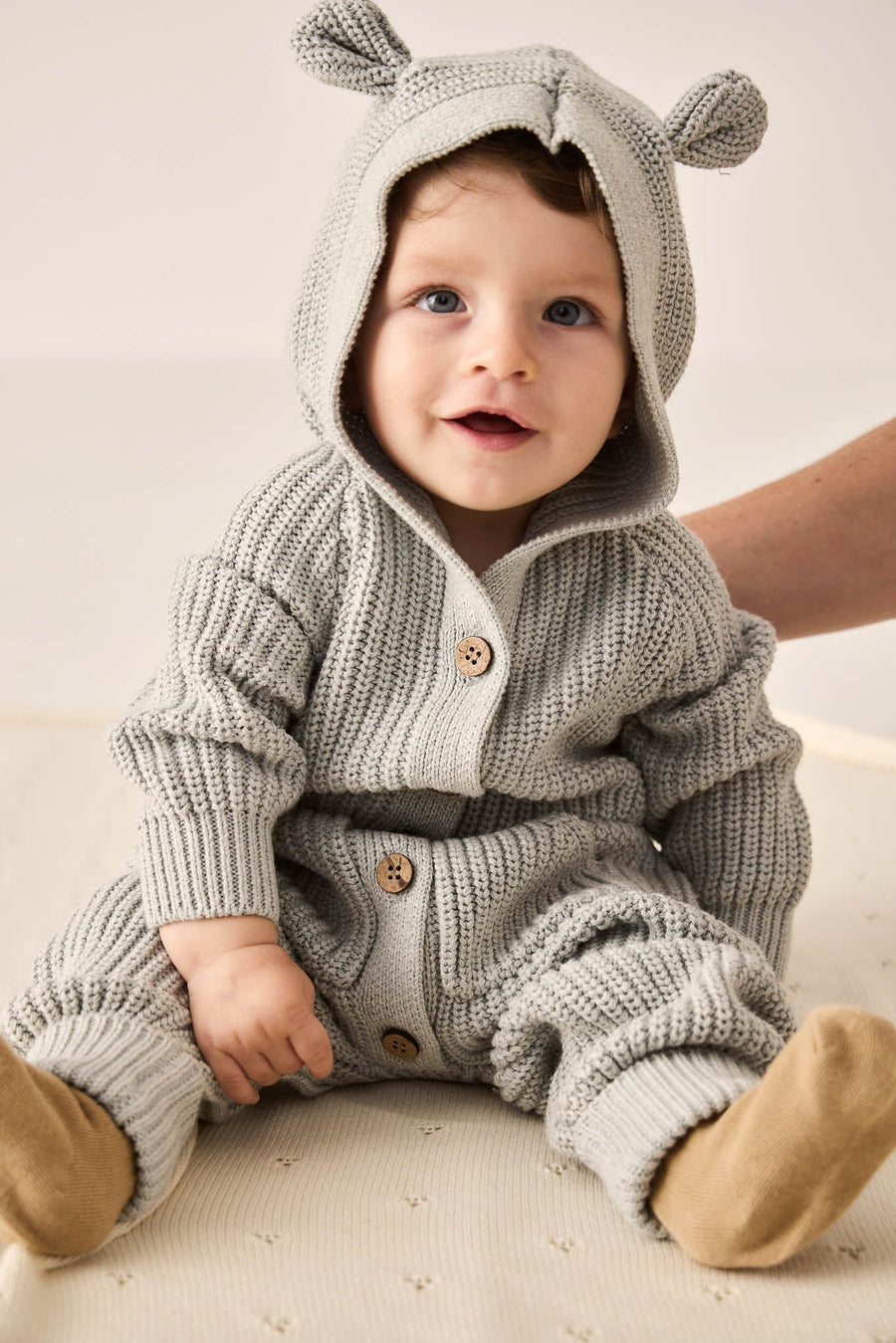 Bear Knit Onepiece - Ocean Spray Fleck Childrens Onepiece from Jamie Kay Australia