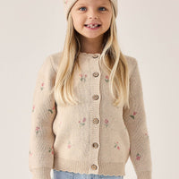 Delilah Cardigan - Delilah Jacquard Oatmeal Marle Childrens Cardigan from Jamie Kay Australia