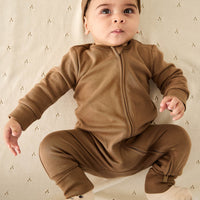 Pima Cotton Frankie Zip Onepiece - Cream Caramel Childrens Onepiece from Jamie Kay Australia