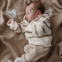 Bear Knitted Blanket - Cashew Marle Childrens Blanket from Jamie Kay Australia