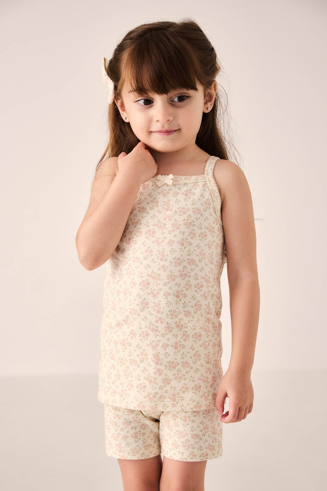 Organic Cotton Singlet - Rosalie Floral Mauve Childrens Singlet from Jamie Kay Australia