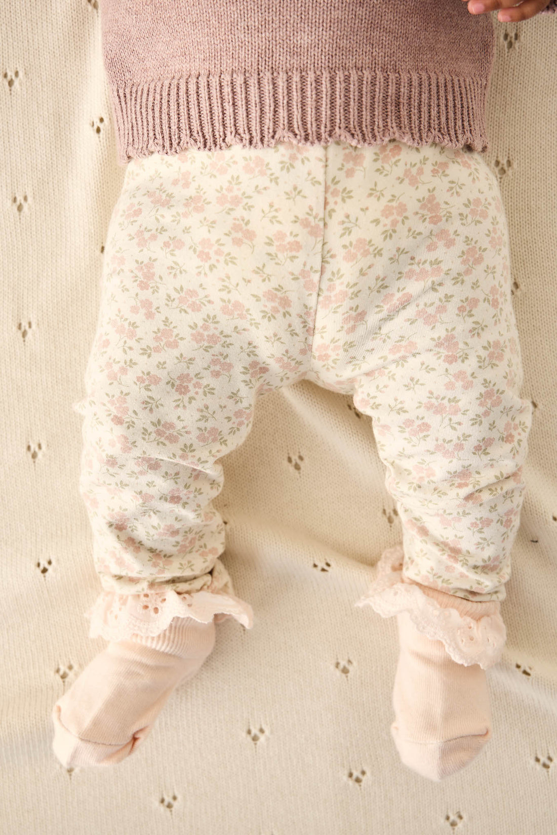 Organic Cotton Everyday Legging - Rosalie Floral Mauve Childrens Legging from Jamie Kay Australia