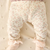 Organic Cotton Everyday Legging - Rosalie Floral Mauve Childrens Legging from Jamie Kay Australia