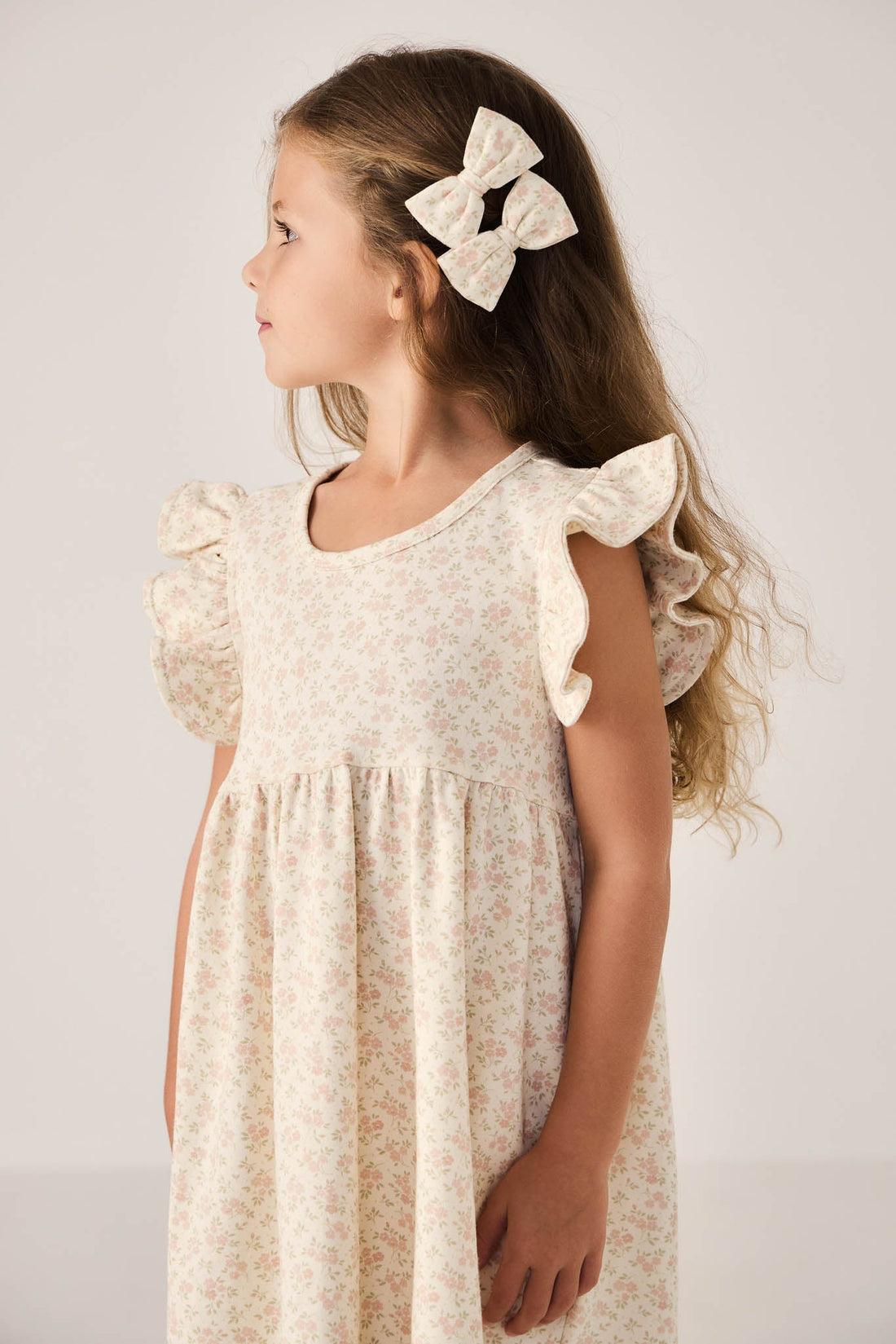 Organic Cotton Ada Dress - Rosalie Floral Mauve Childrens Dress from Jamie Kay Australia