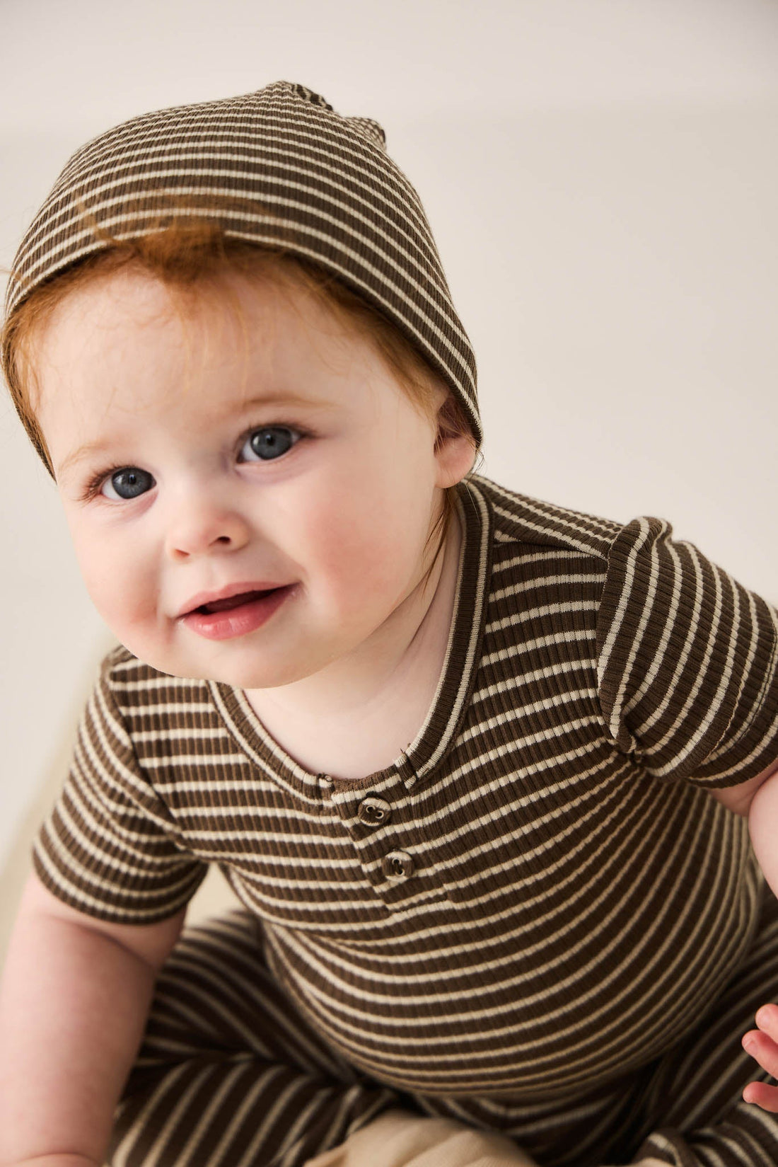 Organic Cotton Modal Darcy Rib Tee Bodysuit - Bear/Cassava Childrens Bodysuit from Jamie Kay Australia