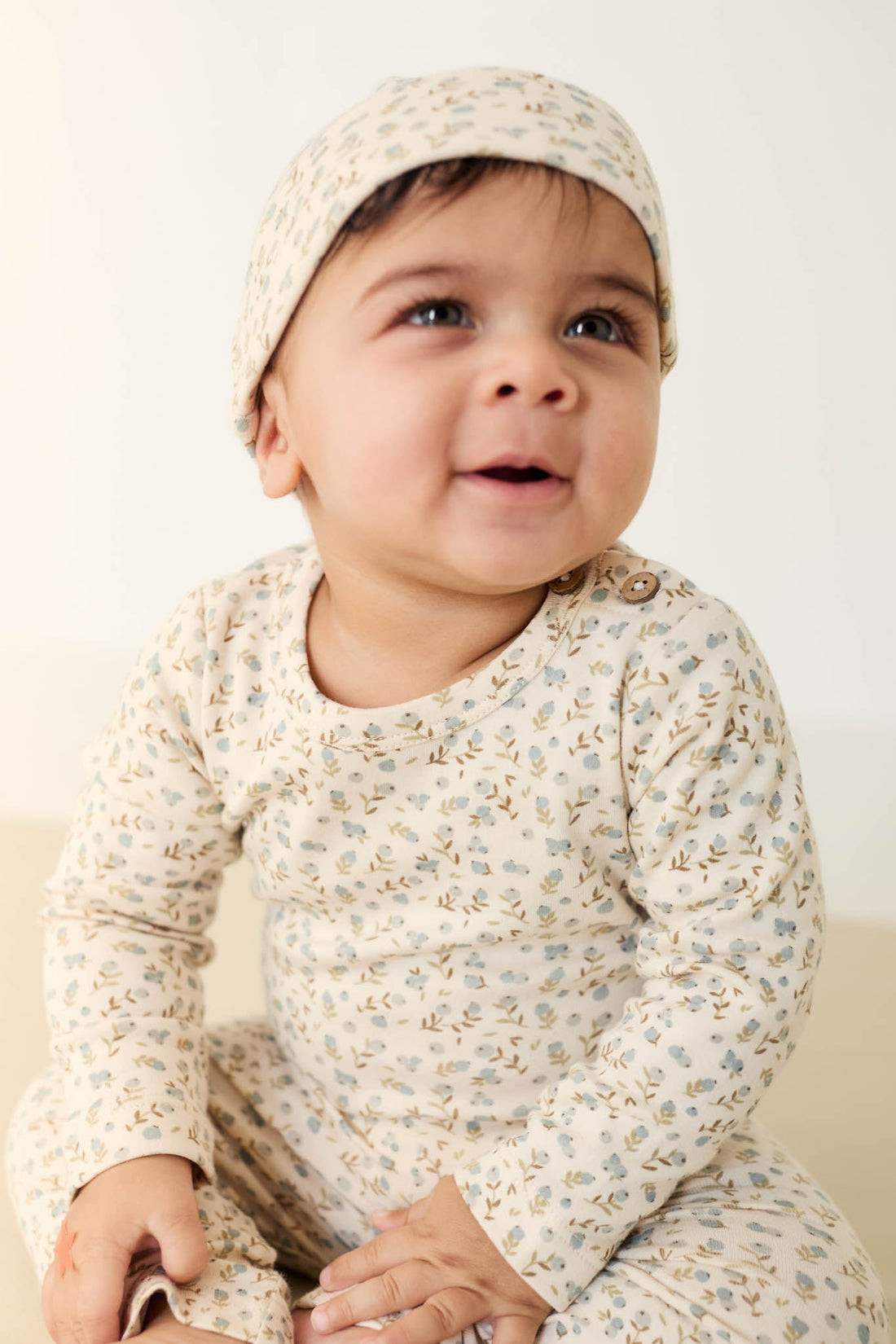 Organic Cotton Fernley Bodysuit - Blueberry Ditsy Childrens Bodysuit from Jamie Kay Australia