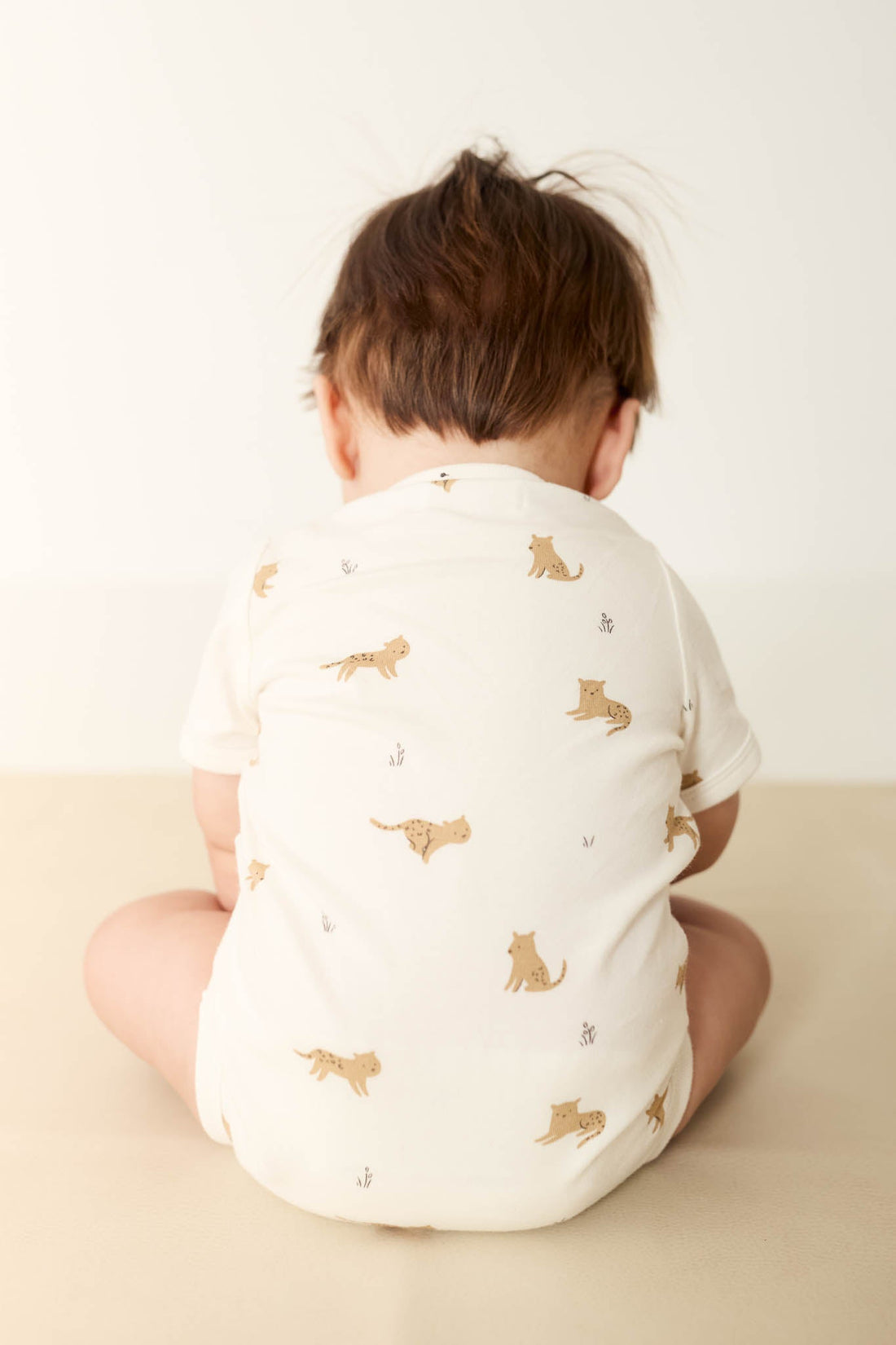 Organic Cotton Hudson Short Sleeve Bodysuit - Lenny Leopard Cloud Childrens Bodysuit from Jamie Kay Australia