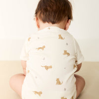 Organic Cotton Hudson Short Sleeve Bodysuit - Lenny Leopard Cloud Childrens Bodysuit from Jamie Kay Australia