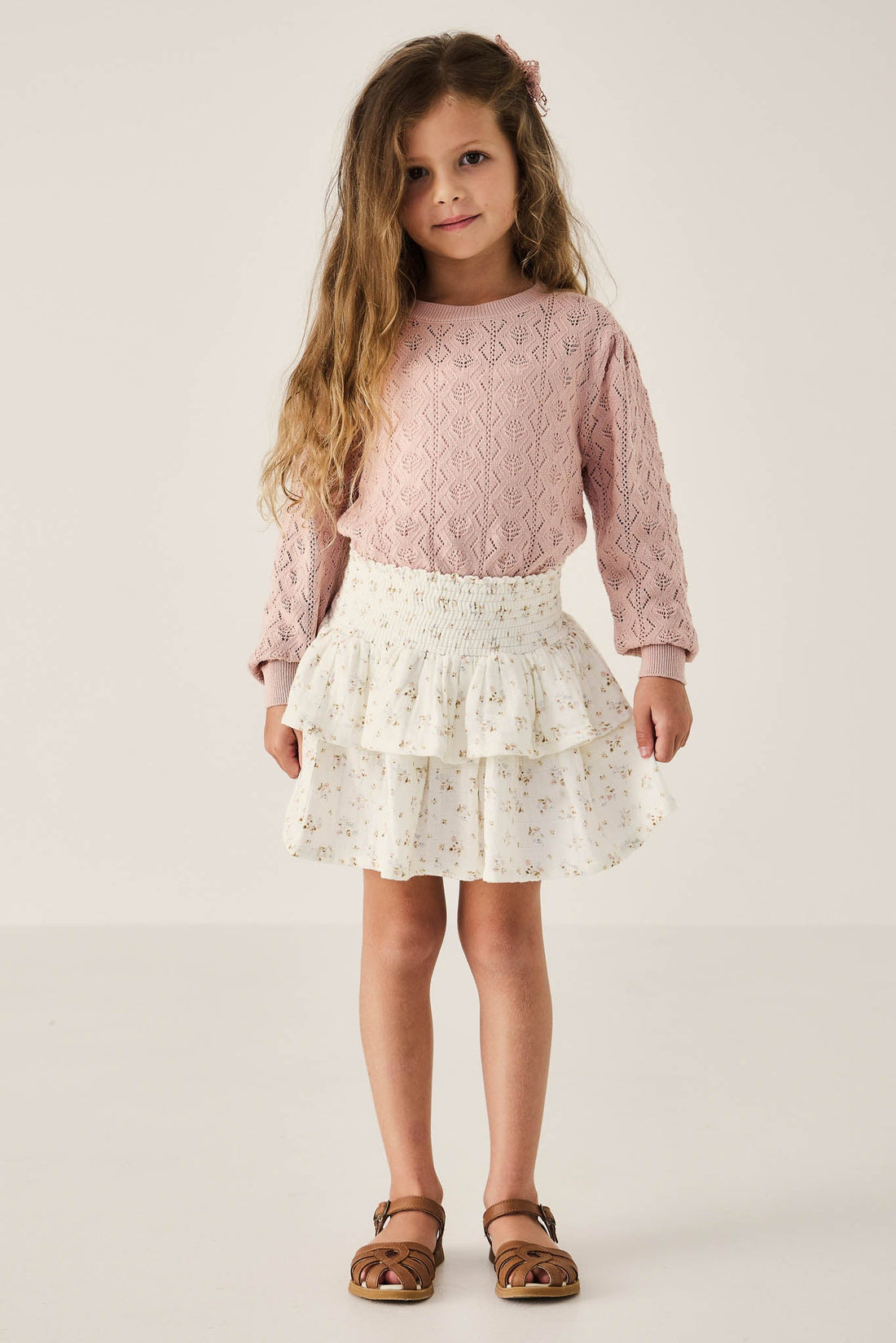 Organic Cotton Muslin Samantha Skirt - Nina Watercolour Floral Childrens Dress from Jamie Kay Australia