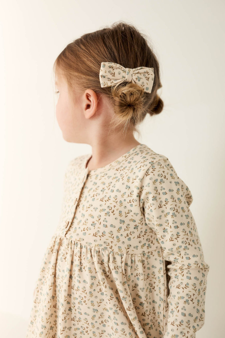 Organic Cotton Bow 2PK - Blueberry Ditsy Childrens Bow from Jamie Kay Australia