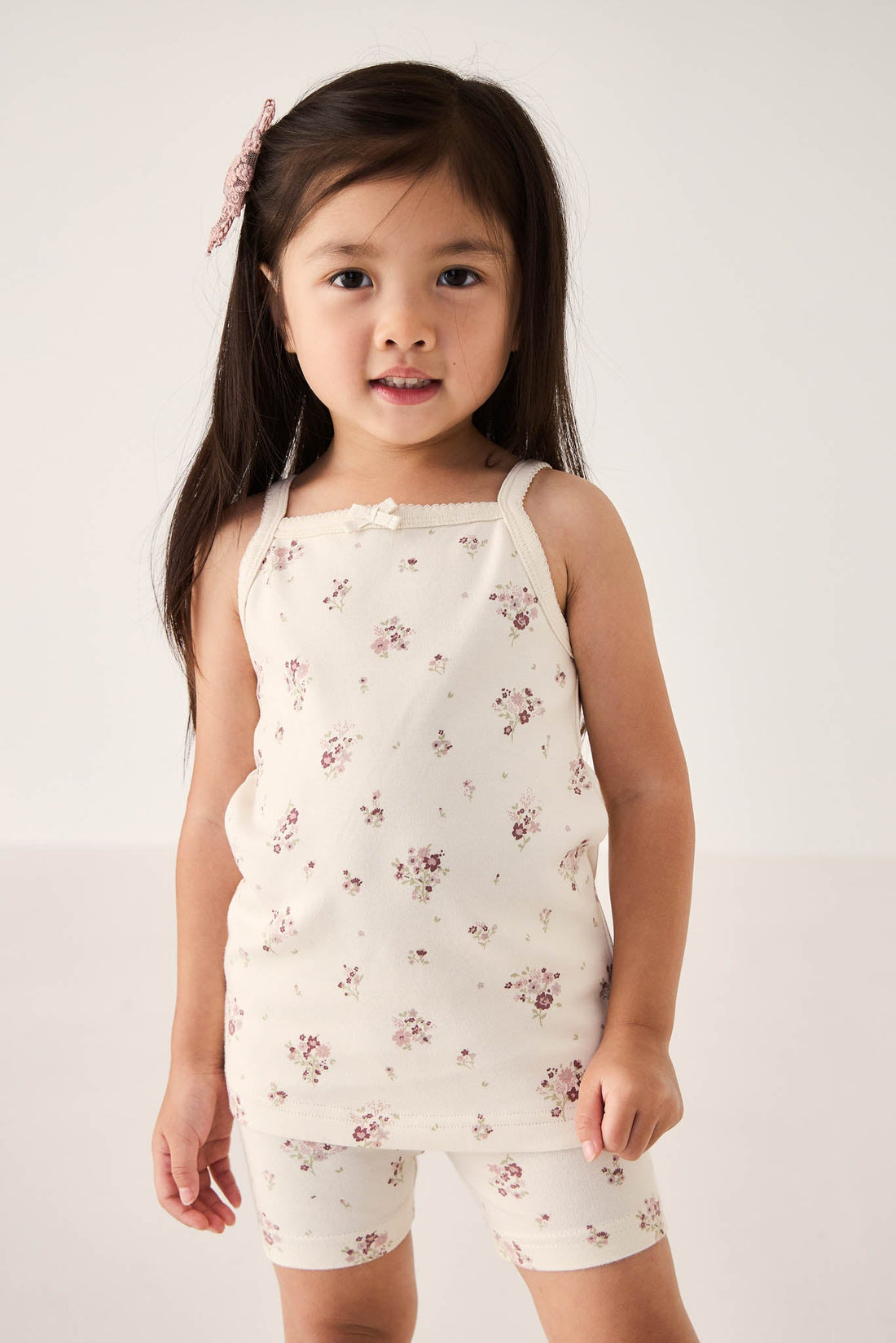 Organic Cotton Singlet - Lauren Floral Tofu Childrens Singlet from Jamie Kay Australia