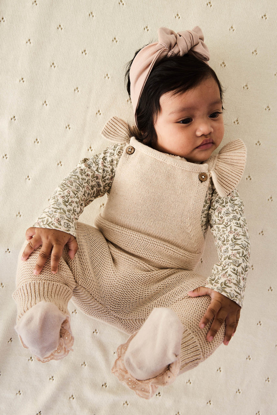 Organic Cotton Long Sleeve Bodysuit - Ariella Eggnog Childrens Bodysuit from Jamie Kay Australia