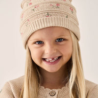 Delilah Knitted Hat - Delilah Jacquard Oatmeal Marle Childrens Hat from Jamie Kay Australia