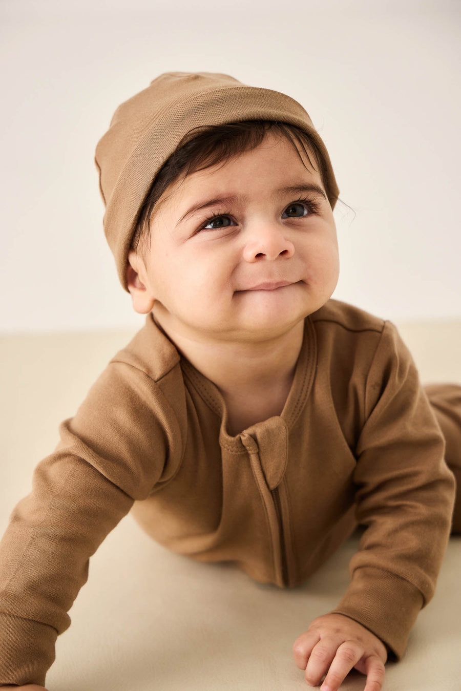 Pima Cotton Marley Beanie - Cream Caramel Childrens Headband from Jamie Kay Australia