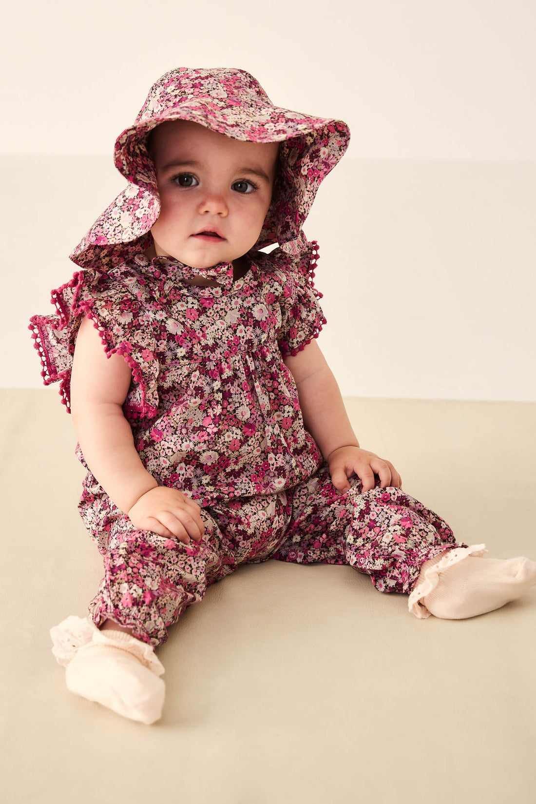 Organic Cotton Martha Playsuit - Garden Print Childrens Playsuit from Jamie Kay Australia