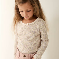 Organic Cotton Long Sleeve Top - April Floral Mauve Childrens Top from Jamie Kay Australia