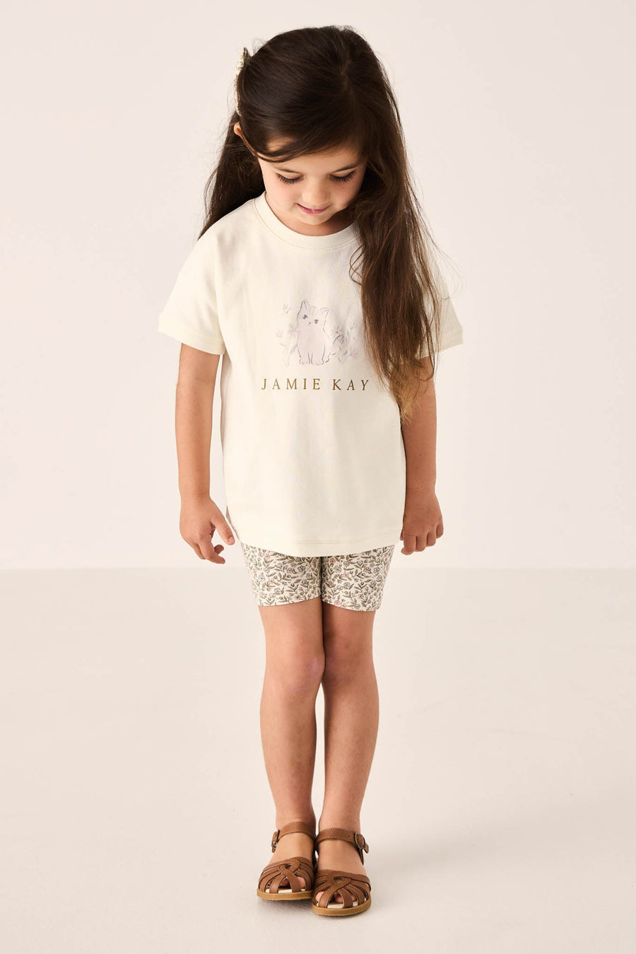 Organic Cotton Everyday Bike Short - Ariella Eggnog Childrens Short from Jamie Kay Australia