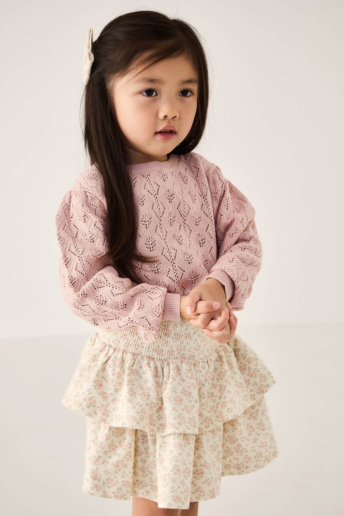 Organic Cotton Ruby Skirt - Rosalie Floral Mauve Childrens Skirt from Jamie Kay Australia