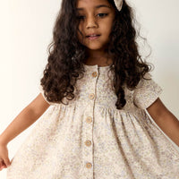 Organic Cotton Lola Dress - April Floral Mauve Childrens Dress from Jamie Kay Australia