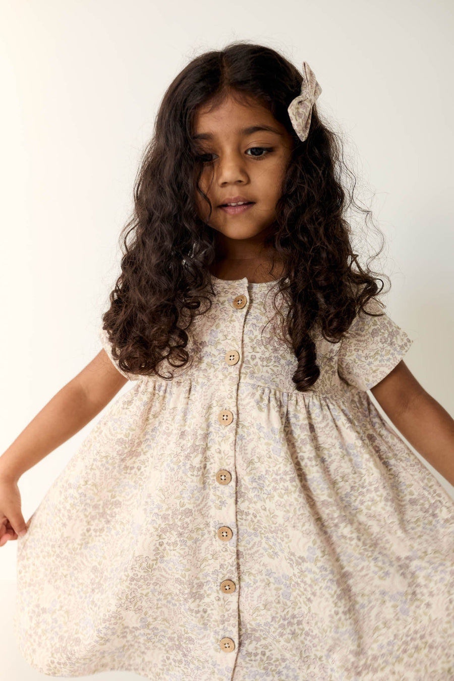 Organic Cotton Lola Dress - April Floral Mauve Childrens Dress from Jamie Kay Australia