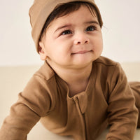 Pima Cotton Frankie Zip Onepiece - Cream Caramel Childrens Onepiece from Jamie Kay Australia