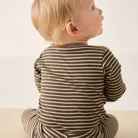 Organic Cotton Modal Long Sleeve Bodysuit - Bear/Cassava Childrens Bodysuit from Jamie Kay Australia