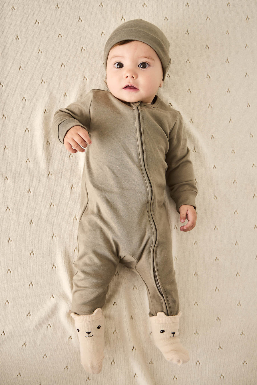 Pima Cotton Frankie Zip Onepiece - Vert Childrens Onepiece from Jamie Kay Australia