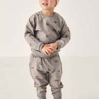 Organic Cotton Jalen Track Pant - Lenny Leopard Sage Childrens Pant from Jamie Kay Australia