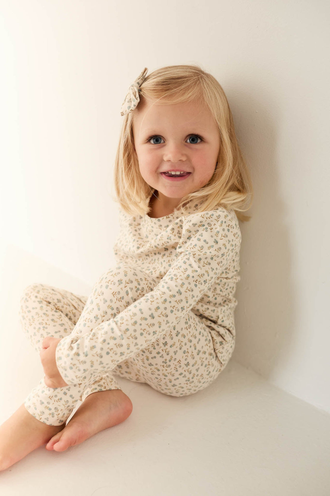 Organic Cotton Avis Long Sleeve Set - Blueberry Ditsy Childrens Pyjamas from Jamie Kay Australia