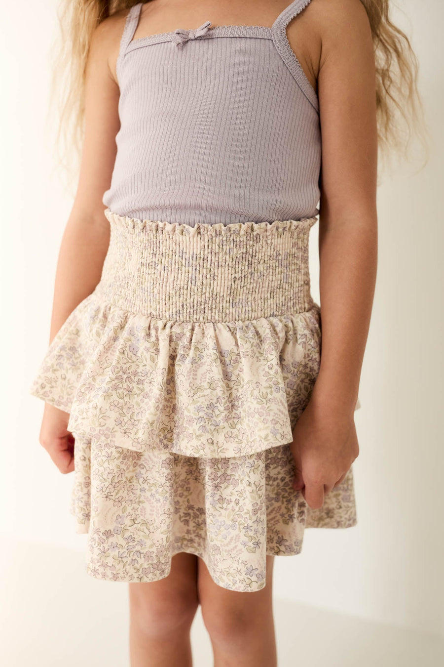 Organic Cotton Ruby Skirt - April Floral Mauve Childrens Skirt from Jamie Kay Australia